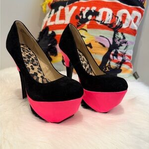 Stylish Black and Pink Platform Heels
